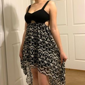 Deb Dress, Black and White, Backless, Short to Long cut.